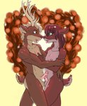 after_kiss anthro antler_removal antlers bazengo bodily_fluids brown_body brown_fur butt butt_grab cut_antlers deer duo femboy feminization frottage fur genitals hand_on_butt heart_background hi_res horn horn_removal hug humanoid_genitalia humanoid_penis intraspecies male male/male mammal muscular muscular_anthro muscular_arms muscular_male nipple_piercing nipples nose_to_nose nude penile penis penis_size_difference piercing saliva saliva_string scut_tail sex short_tail simple_background size_difference small_penis tail tongue tongue_out