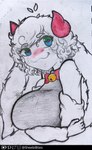 absurd_res animal_humanoid bell bell_collar big_breasts blush bovid bovid_humanoid bow_tie breasts caprine caprine_humanoid collar female fluffy_ear freckles hair hi_res horizontal_pupils horn humanoid lagomorph lagomorph_humanoid leporid leporid_humanoid mammal mammal_humanoid pupils rabbit rabbit_humanoid sheebi sheebibites sheep sheep_humanoid teal_eyes traditional_media_(artwork)