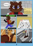 2024 absurd_res anthro bag ball clothed clothing comic dialogue dodgeball domestic_cat english_text felid feline felis female fencing fencing_mask hi_res knocked_down lagomorph leporid male mammal mask melee_weapon procyonid rabbit raccoon rapier reggie_rakun reggie_rakun_(character) running siamese sports_mask sportswear sword text weapon