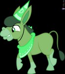 2023 absurd_res alpha_channel alphabet_(mike_salcedo) alternate_species asinus clothing d_(mike_salcedo) donkey dunce_cap equid equine feral green_body green_eyes green_hair hair hasbro hat headgear headwear hi_res hooves kerchief male mammal melisareb my_little_pony raised_hoof signature simple_background smile solo transparent_background