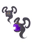 absurd_res antennae_(anatomy) black_body floating hi_res open_mouth orvil portrait purple_tongue simple_background solo sphere_creature tail thick_tongue tongue waddling_head white_background yellow_eyes zeg_yoros