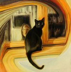 2002 4_eyes ambiguous_gender barbora_balkova black_body black_fur cc-by-sa creative_commons domestic_cat duo felid feline felis feral fur humanoid looking_at_viewer looking_back mammal mirror multi_eye painting_(artwork) surreal tail traditional_media_(artwork) yellow_eyes