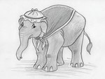 bonnet clothing disney dumbo_(movie) elephant elephantid female feral hat headgear headwear leovictor mammal monochrome mrs._jumbo paintbrush_tail pregnant pregnant_female proboscidean proboscis_(anatomy) shawl solo standing trunk_(anatomy)