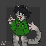 1:1 2022 anthro collin_(zandertheboi) digital_drawing_(artwork) digital_media_(artwork) domestic_cat felid feline felis gesture hand_gesture looking_at_viewer male mammal signature simple_background solo sweatshirt v_sign volutyle