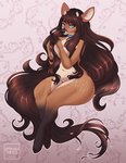 2019 anthro big_breasts breasts brown_body brown_hair collar deer digital_media_(artwork) female hair hi_res jesse_hartstone long_hair mammal nude shaded sitting solo thick_thighs tiggybloom