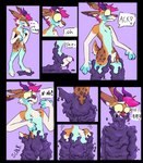 absurd_res alpha_channel animal_genitalia anthro antlers astrodrak balls blush bodily_fluids bulge butt butt_focus covered_in_slime dialogue embarrassed english_text forced forced_transformation fully_sheathed genitals goo_transformation hi_res highlights_(coloring) horn jackalope lagomorph male mammal nervous paws penis piercing profanity scared sequence sheath slime solo surprise surprised_expression sweat sweatdrop text transformation upset