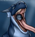 2016 almost_fully_inside ambiguous_gender ambiguous_pred ambiguous_prey anthro anthro_pred aquatic_dragon blurred_background bottlenose_dolphin cetacean dolorcin dolphin dragon duo feral feral_prey gaping_mouth hi_res horn larger_ambiguous larger_anthro larger_pred long_tongue male_(lore) mammal marine mouth_shot mythological_creature mythological_scalie mythology neck_bulge oceanic_dolphin open_mouth oral_vore scalie signature size_difference smaller_ambiguous smaller_feral smaller_prey snout soft_vore swallowing text tongue tongue_out toothed_whale underwater url vore water year