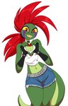 absurd_res alternative_fashion anthro ash_(g-h-) clothing femboy foot_ninja15 gecko gesture glamrock hand_heart hi_res lizard male mohawk punk reptile scalie solo wide_hips