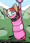 anthro bandanna bat bdsm bondage bound breasts cosplay female gag imightbemick kerchief mammal may_(pokemon) nintendo otm_gag plant pokeball_symbol pokemon rouge_the_bat sega solo sonic_the_hedgehog_(series) suspension suspension_bondage tree wings_tied wrapped