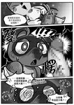 animal_crossing anthro apron black_and_white blush canid canine chinese_text clothing comic crazy_redd dialogue duo erection fox genitals hi_res imminent_sex male male/male mammal monochrome nintendo penis raccoon_dog shandrawaka spiral_eyes tanuki text tom_nook_(animal_crossing) translation_request