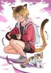 5_fingers absurd_res ambiguous_gender animal_humanoid backpack biped bottomwear cat_humanoid clothed clothing dipstick_tail domestic_cat duo eyebrow_through_hair eyebrows felid felid_humanoid feline feline_humanoid felis feral fingers footwear hair hi_res humanoid inner_ear_fluff kenma_kozume male mammal mammal_humanoid markings quadruped shoes shorts socks tail tail_markings tailed_humanoid translucent translucent_hair tuft whinghope young young_humanoid young_male