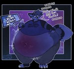 alpha_channel anthro backwards_baseball_cap backwards_hat baseball_cap belly belly_expansion belly_inflation beverage big_belly blue_body blue_fur blueberry_inflation body_inflation canid canine clothed clothing clothing_pull cutaway dialogue english_text expansion fox fur hat headgear headwear hiccuping holding_beverage holding_object inflation jn_y4 male mammal motion_lines navel open_mouth shirt shirt_pull solo standing texansoda_(character) text topwear topwear_pull