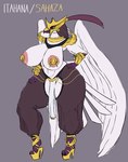 Rating: e
ID: 5598357
Date: 2025-05-25 20:39:08 -0400
Status: active
Score: 17
absurd_res anthro armor avian big_breasts bottomwear bracers breasts clothed clothing feathers feet female footwear gold_(metal) grey_background headgear helmet hi_res high_heels huge_breasts huge_thighs impractical_clothing loincloth nipple_piercing nipple_shield nipples non-mammal_breasts orange_eyes piercing revifrry shoes simple_background solo talons thick_thighs toes topless topless_female translucent translucent_clothing unconvincing_armor white_body white_feathers wings post #5598357
