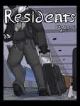 3:4 airport ajizza_(ajizza) ajizza_(artist) andromorph_(lore) anthro backpack black_border border canid canine clothing comic cover cover_art cover_page duffel_bag equid equine fox hi_res hoodie hooves hybrid late_night male mammal public residents solo topwear walking zebra