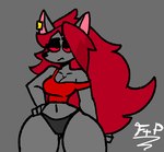 anthro breasts canid canid_demon canine clothing demon digital_media_(artwork) female fostrop fur hair hellhound low_res mammal mythological_canine mythological_creature mythology panties shirt simple_background solo tail topwear underwear