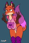 anthro arashidrgn areola big_breasts bimbo_anthro bimbofication bimbofied breasts canid canine clothing cross-eyed crossgender disney double_v_sign ear_piercing ear_ring ears_up english_text erect_nipples female fox gender_transformation gesture hand_gesture hanging_breasts heart_eyes heart_symbol hi_res hypnosis intelligence_loss leaning leaning_forward legwear lingerie lipstick makeup mammal mind_control mtf_crossgender nick_wilde nipples panties piercing pink_clothing pink_lingerie pink_lipstick red_fox ring_piercing ringed_eyes shirt solo stockings suggestive_text text text_on_clothing text_on_shirt text_on_topwear thong topwear transformation translucent translucent_clothing translucent_shirt translucent_topwear true_fox underwear v_sign zootopia