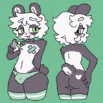 1:1 2_frame_animation animated anthro arm_tuft backsack balls bear blush bulge butt clothing digital_drawing_(artwork) digital_media_(artwork) femboy genitals giant_panda green_background hair heart_(marking) legwear looking_at_viewer male mammal markings nipple_tape nipples no_sound open_mouth pandaa_(varvalti26) panties pasties popstick presenting presenting_hindquarters short_playtime shoulder_tuft simple_background solo standing tape thigh_highs tuft underwear webm white_hair