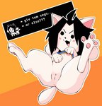 Rating: e
ID: 3261146
Date: 2022-04-05 05:06:25 -0400
Status: active
Score: 812
>:3 animated black_hair canid canine clothed clothing clothing_lift dialogue dialogue_box english_text engrish felid feline female feral flashing flashing_breasts genitals hair humor inviting mammal nipples pawpads paws ponporio presenting presenting_vulva shirt shirt_lift short_playtime simple_background solo spread_legs spreading tem temmie_(undertale) text topwear undertale undertale_(series) vulva post #3261146