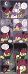 2014 apple_bloom_(mlp) avian bandage bloodshot_eyes border cockatrice cockatrice_(mlp) colored comic cutie_mark_crusaders_(mlp) detailed_background dialogue digital_media_(artwork) ears_down english_text equid equine european_mythology eyes_closed female feral friendship_is_magic front_view fur green_eyes group half-closed_eyes hasbro hi_res horn horse looking_at_another mammal mane multicolored_mane my_little_pony mythological_avian mythological_creature mythological_equine mythological_scalie mythology narrowed_eyes night orange_body orange_fur outside pegasus pivoted_ears pony purple_border purple_eyes purple_mane rear_view red_bow red_mane scalie scootaloo_(mlp) side_view signature slitherpon speech_bubble sweetie_belle_(mlp) text toony trotting two_tone_mane two_tone_tail unicorn white_body white_fur wings yellow_body yellow_eyes yellow_fur