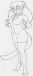 2009 anthro bottomwear breast_expansion breasts businesswear clothed clothing danellz expansion felid female hair kathy_(danellz) legwear lion mammal monochrome necktie office_clothing open_mouth pantherine sketch skirt solo stockings traditional_media_(artwork)