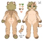 2019 anthro countershading digital_drawing_(artwork) digital_media_(artwork) domestic_cat felid feline felis female fishing_cat fur green_eyes green_hair green_pawpads hair heart_symbol mammal model_sheet pawpads prionailurus sharp_teeth smile solo striped_body striped_fur stripes tail teeth umi_(uuminyan) uumi