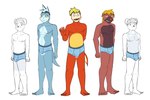 3:2 anthro anthrofied arctibax arturo_(fuze) blue_briefs blue_clothing blue_underwear briefs briefs_only bulge clothed clothing fuecoco fuze generation_9_pokemon group hi_res jawk_(fuze) male maschiff navel nintendo nipples pokemon pokemon_(species) pokemorph simple_background tandemaus topless underwear underwear_only white_background