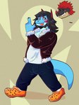 Rating: s
ID: 5141603
Date: 2024-10-27 00:55:45 -0400
Status: active
Score: 2
3:4 4_fingers abstract_background black_claws black_hair blue_body blue_bottomwear blue_clothing blue_pants body_swap bottomwear brown_clothing brown_jacket brown_topwear claws clothing countershade_face countershade_torso countershading crocs digital_drawing_(artwork) digital_media_(artwork) fingers footwear full-length_portrait glaskeru hair hi_res jacket lizard long_hair looking_at_viewer male orange_clothing orange_footwear orange_shoes pants pink_tongue portrait purple_eyes reptile scalie shaded shirt shoes silly soft_shading solo tail tapering_tail thick_tail tongue tongue_out topwear visible_self white_clothing white_shirt white_topwear post #5141603