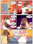 3:4 audino big_breasts breasts clothed clothing comic english_text female fully_clothed generation_4_pokemon generation_5_pokemon goopyarts heart_symbol hi_res huge_breasts hyper hyper_breasts lopunny nintendo nurse pokemon pokemon_(species) question_mark raina_(goopyarts) text underwear