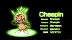 ambiguous_gender black_background chespin english_text french_text generation_6_pokemon german_text grass italian_text japanese_text nintendo plant pokemon pokemon_(species) simple_background solo spanish_text tail text translated unknown_artist