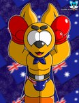 animated anthro belt black_nose boxing_gloves cape caramelldansen clothing dancing flag flag_swimwear footwear handwear happy kangaroo macropod male mammal marsupial meme open_mouth orange_body purblube_scramble-prll short_playtime socks solo underwear white_eyes