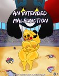 absurd_res anthro blush bodily_fluids body_blush boots bottomwear breast_blush breasts clothing cosplay_pikachu_(costume) costume cover cover_art cover_page covering covering_breasts covering_crotch covering_self embarrassed english_text female footwear generation_1_pokemon generation_4_pokemon group hand_bikini hi_res lucario male mask nintendo nipples nude ori-doggo pikachu pikachu_libre pokemon pokemon_(species) public public_exposure puffy_nipples shoes shorts tears text volta_(ori-doggo)