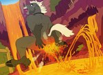 anthro bodily_fluids branded burning butt butt_on_fire digital_media_(artwork) equid equine fire hand_on_butt hi_res horse lava lightning_(phillabuster) male mammal nude pain phillabuster solo tears