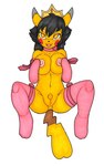 3_fingers 3_toes alternate_species anthro armwear ash_ketchum bare_shoulders bedroom_eyes big_breasts black_hair black_nose breast_squish breasts cheek_spots choker clothed clothing crossgender crown ears_up elbow_gloves erect_nipples eyelashes feet female fingers front_view fur generation_1_pokemon genitals gloves hair hand_on_breast handwear headgear huge_breasts ivanks jewelry leggings legwear long_hair long_tail looking_at_viewer lying mammal mostly_nude mtf_crossgender narrowed_eyes navel necklace nintendo nipples no_pupils on_back open_mouth paws pikachu pink_armwear pink_clothing pink_elbow_gloves pink_gloves pink_handwear pokemon pokemon_(species) pokemorph presenting presenting_pussy pubes pussy rodent seductive simple_background solo spread_legs spreading squish tail thick_thighs toes tongue white_background yellow_body yellow_eyes yellow_fur