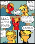 2012 applejack_(mlp) bandage bed big_macintosh_(mlp) black_clothing blonde_hair bodily_fluids bone brooch brother_(lore) brother_and_sister_(lore) clothed clothing comic cowboy_hat dialogue digital_media_(artwork) duo earth_pony english_text equid equine female feral flashback freckles friendship_is_magic funeral fur furniture hair hair_bun hasbro hat headgear headwear horse male mammal mane metal_(artist) my_little_pony orange_body orange_fur pillow pony red_body red_fur sibling_(lore) sister_(lore) skull speech_bubble tears text the_feels