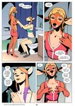 accessory anthro barefoot bathroom big_ears black_nose blonde_hair bottomwear bra braided_hair cass_(falcon_mccooper) clothed clothing colored_nails comic cougar crop_top crossdressing cutoffs deer denim denim_bottomwear denim_clothing dialogue duo english_text eyebrows eyelashes eyeshadow falcon_mccooper feet felid feline female femboy footwear green_eyes hair hair_accessory hairband highlights_(coloring) humanoid_hands jesse_(falcon_mccooper) lipstick makeup male mammal nails orange_hair personal_grooming purple_hair shirt shoes shorts shower shower_curtain sitting skirt slim social_grooming standing text toilet topwear underwear url