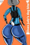 absurd_res anthro big_butt bulletproof_vest butt comic cover cover_art cover_page disney female fully_clothed_anthro fully_clothed_female fur grey_body grey_fur hi_res humanoid judy_hopps police rear_view scut_tail short_tail simple_background small_hands solo tail zamparte zootopia