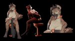 3d_(artwork) anthro big_breasts bracelet breasts canid canine cleo_(tolseer) collar digital_media_(artwork) female hi_res hyanidae hyena jewelry larger_female looking_at_viewer mammal muscular muscular_female nude_female pose sitting size_difference smile smiling_at_viewer solo tall tolseer