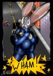 2016 absurd_res anthro big_butt breasts butt city clothed clothing comic digital_media_(artwork) disney female hi_res lagomorph leporid looking_back mammal micro mouse murid murine onomatopoeia rabbit rodent saliant skimpy sound_effects text thicc-thighs thick_thighs uniform wide_hips zootopia