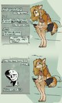 anthro biped canid canine canis cellphone clothed clothing comic coyote electronics english_text female hair hi_res holding_cellphone holding_object holding_phone holding_smartphone mammal phone rain_(vanillayote) smartphone solo tail text trans_(lore) trans_woman_(lore) vanillayote