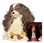 alternate_species anthro bird_dog canid canine canis charles_ii_of_england charles_ii_of_england_in_coronation_robes clothed clothing domestic_dog facial_hair furrification hi_res hunting_dog inspired_by_formal_art king male mammal mustache real_world reference_image royalty rpf solo spaniel ssaggy15