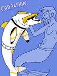 3:4 armor beard blue_background cetacean character_name cody_(star_wars) dolphin duo elthegeneral facial_hair headgear helmet male male/male mammal marine merfolk mermaid_tail obi-wan_kenobi oceanic_dolphin simple_background split_form star_wars toothed_whale underwater water