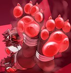 4_toes anthro bodily_fluids claws feet foot_fetish foot_focus hi_res machine male pawpads paws protogen saaxon soles solo sweat sweaty_feet toe_claws toes