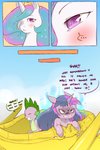 2:3 absurd_res angry blush cold-blooded-twilight comic dialogue dragon english_text equid equine female friendship_is_magic hair hasbro hi_res horn mammal multicolored_hair my_little_pony mythological_creature mythological_equine mythological_scalie mythology princess_celestia_(mlp) purple_body rear_view scalie spike_(mlp) text twilight_sparkle_(mlp) unicorn white_body