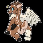 1:1 alpha_channel animate_inanimate blue_eyes brown_body deer dragon inflatable living_inflatable mammal membrane_(anatomy) membranous_wings mid_transformation mythological_creature mythological_scalie mythology scalie symrea transformation wings