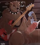 absurd_res anthro balls bass_guitar bear big_penis bodily_fluids brown_body brown_fur brown_hair claws collar cum cum_everywhere cum_on_penis cum_on_sofa cumshot ejaculation electric_guitar erection fender_musical_instruments_corporation front_view fur furniture genital_fluids genitals glans guitar hair hi_res humanoid_genitalia humanoid_penis jazz_bass male male_anthro mammal masturbation messy musical_instrument navel pache_riggs penetrable_sex_toy penile penile_masturbation penis plucked_string_instrument sex_toy sitting sofa solo spiked_collar spikes string_instrument sweat