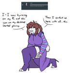 alternate_species anthro big_breasts boots boss_monster_(undertale) bovid breasts brown_hair caprine clothing english_text female footwear frisk_(undertale) fur goat hair high_heeled_boots high_heels horn huge_breasts legwear long_ears mammal robertge shoes simple_background solo text thigh_boots thigh_highs undertale undertale_(series) white_background white_body white_fur