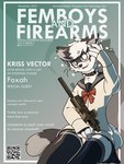 2022 3:4 4_fingers anthro bottomwear canid canine clothing collar cover dipstick_tail femboy fingers fox foxah fur grey_eyes gun hi_res holding_gun holding_object holding_ranged_weapon holding_weapon kriss_vector legwear magazine_cover male mammal marcus_gray markings qr_code ranged_weapon red_clothing red_underwear sailor_uniform skirt solo submachine_gun tail tail_markings thigh_highs underwear weapon white_body white_fur