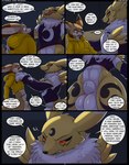 2024 animal_genitalia anthro balls bandai_namco bottomless bottomless_male canid canine clothed clothing comic dialogue digimon digimon_(species) duo english_text fennec_fox fox genitals hi_res kuroodod kurorena_(kuroodod) male male/male mammal partially_clothed red_eyes renamon sam_(changing_fates) sheath text true_fox