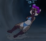 3_toes absurd_res anthro asphyxiation athletic athletic_female blush bubble cave clothing cyanosis drowning dying e254e feet female freckles glistening glistening_hair hair hi_res hyena imminent_death lynn_(skippyfox15117) mammal pear-shaped_figure purple_hair ryona solo swimwear toes trapped underwater water wide_hips