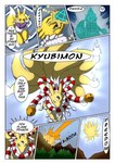 anthro bandai_namco canid comic crimellgrim dialogue digimon digimon_(species) english_text evolution_(transformation) female hi_res joykill kyubimon mammal renamon solo text transformation yin_yang